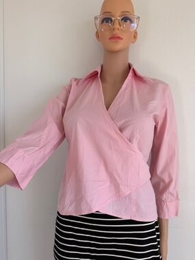 Y2k Vintage Ann Taylor Light Pink Wrap Blouse